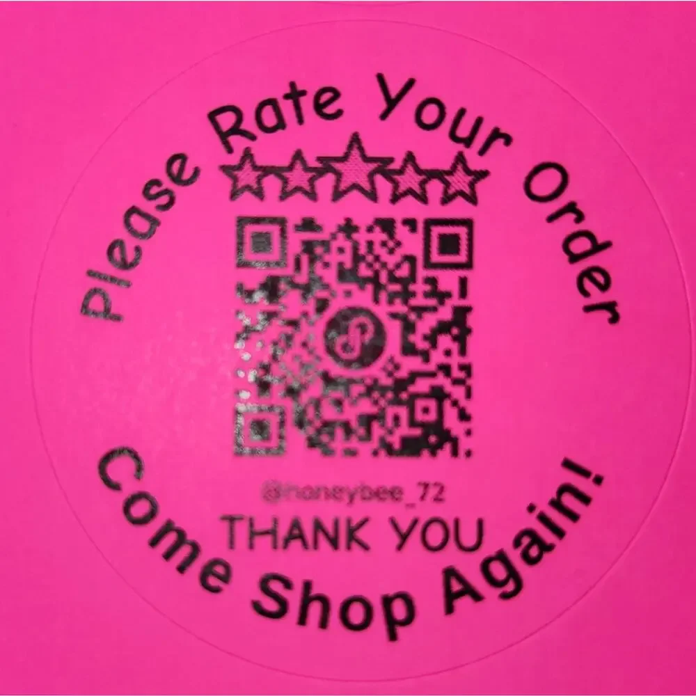 QR Labels NEON Thank You / Rate Your Order - Set of 48 - 2 sheets of 24 NWT